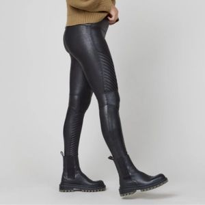 SPANX, faux leather leggings, black Moto style, size Large